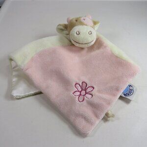Baby Cow Blankie Lovey Fleece & Satin by Noukie 11x11" Pink & Cream Farmhouse